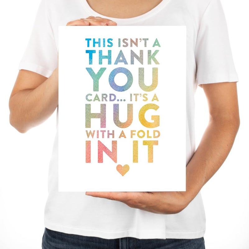 Andaz Press Funny Jumbo Thank You Card With Envelope 8.5 x 11 inch, Big Greeting Card, Hug With A Fold In It, 1-Pack, Huge Large Group Greeting Card, Includes Envelope Large Thank You Card - Image 3